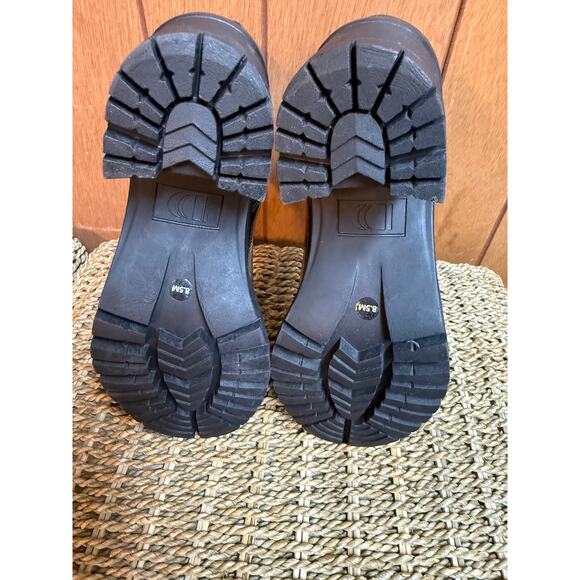 D’amelio Womens 8.5 Black Faux Patent Leather Chunky Chelsea Boots Zipper Grunge - Picture 6 of 9